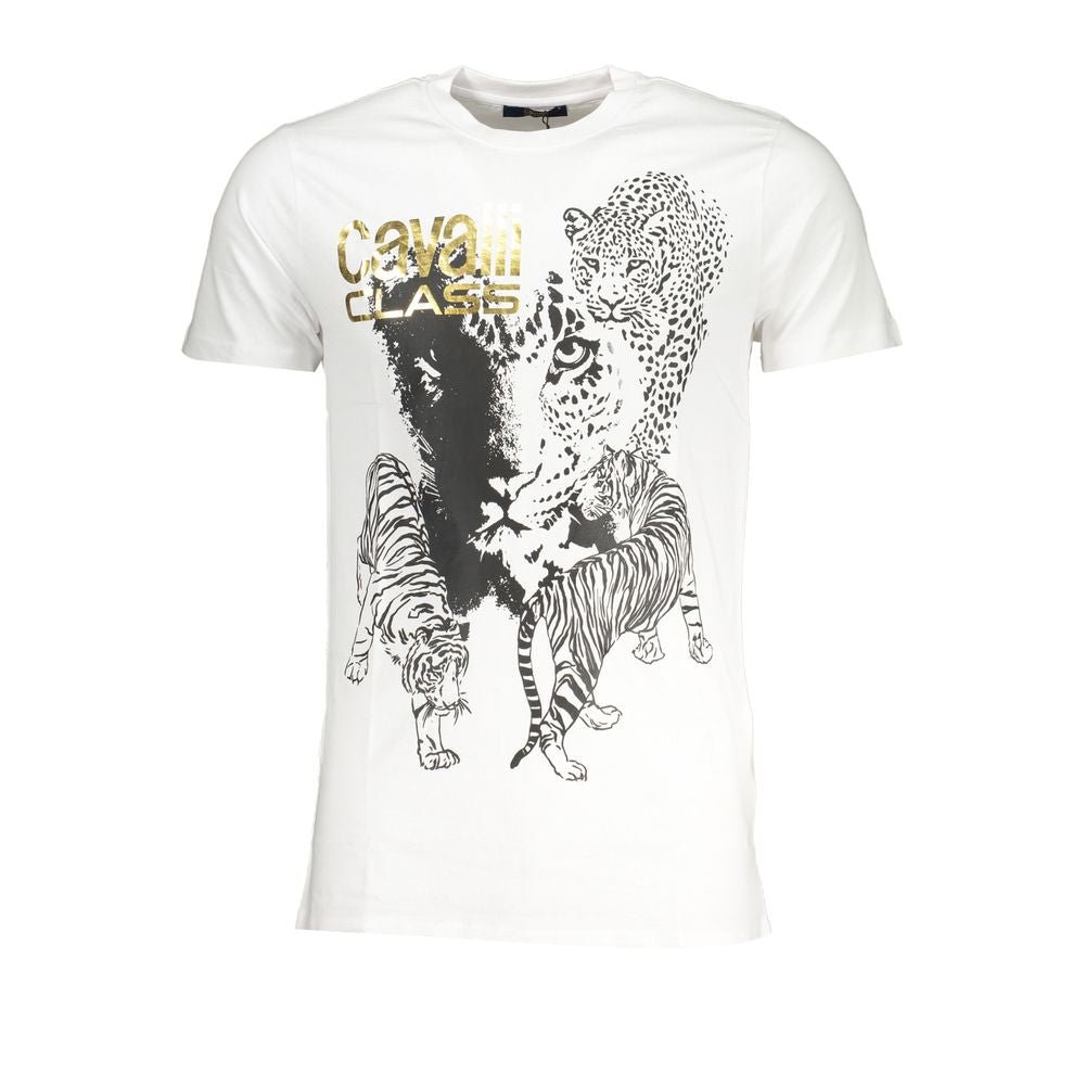 Cavalli Class Bianco Cotton Men T-Shirt - ClickThatClicks 