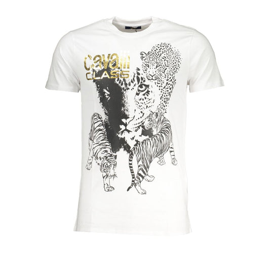 Cavalli Class Bianco Cotton Men T-Shirt - ClickThatClicks 