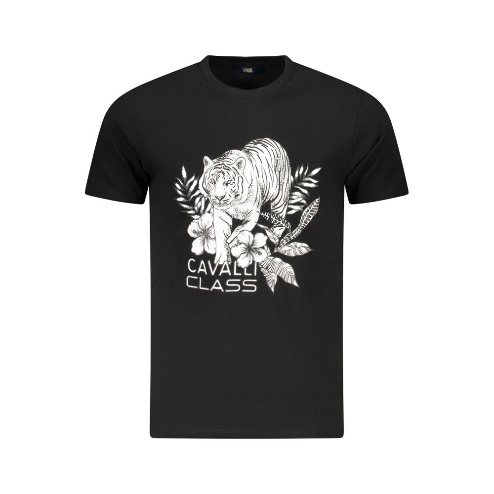 Cavalli Class Nero Cotton Men T-Shirt - ClickThatClicks 