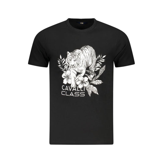 Cavalli Class Nero Cotton Men T-Shirt - ClickThatClicks 