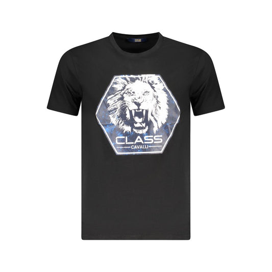 Cavalli Class Black Cotton Men T-Shirt - ClickThatClicks 