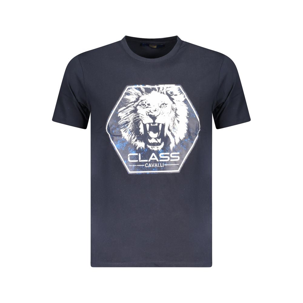 Cavalli Class Blu Cotton Men T-Shirt - ClickThatClicks 