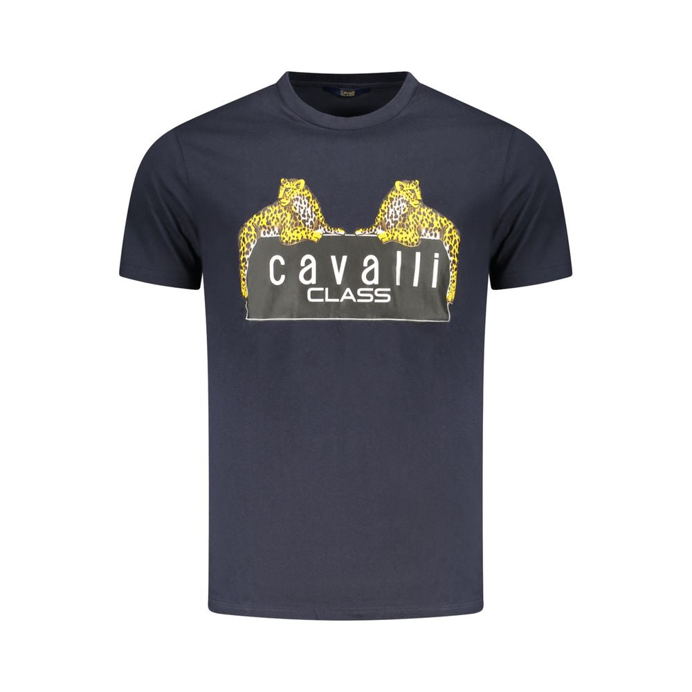 Cavalli Class Blu Cotton Men T-Shirt - ClickThatClicks 