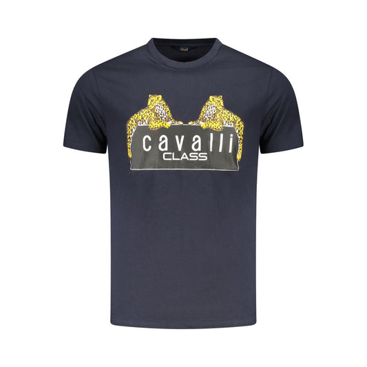 Cavalli Class Blu Cotton Men T-Shirt - ClickThatClicks 