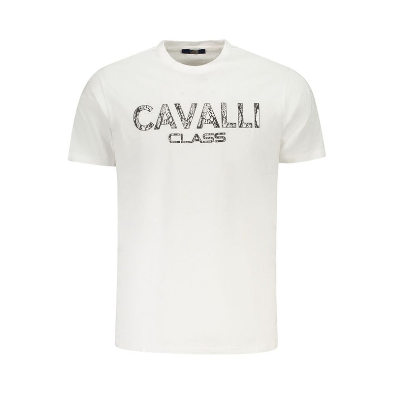 Cavalli Class White Cotton Men T-Shirt