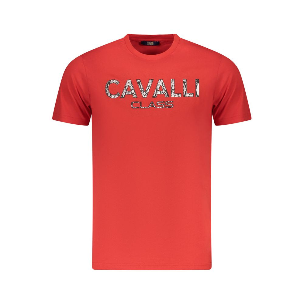Cavalli Class Rosso Cotton Men T-Shirt - ClickThatClicks 