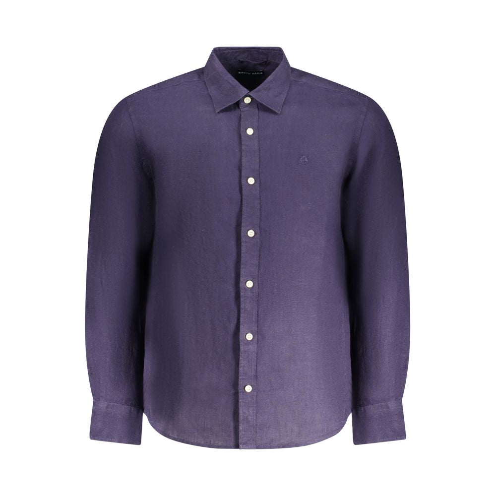 North Sails Blu Linen Men Shirt - ClickThatClicks 