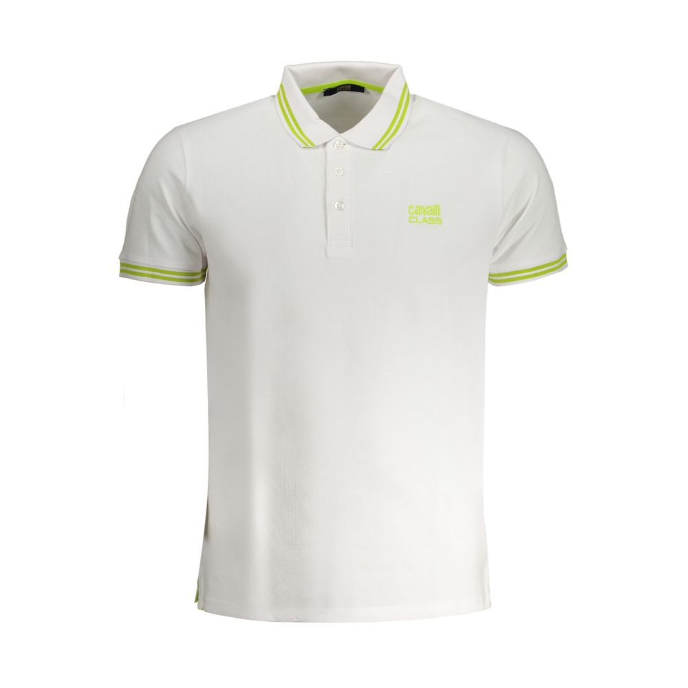 Cavalli Class White Cotton Men Polo Shirt - ClickThatClicks 