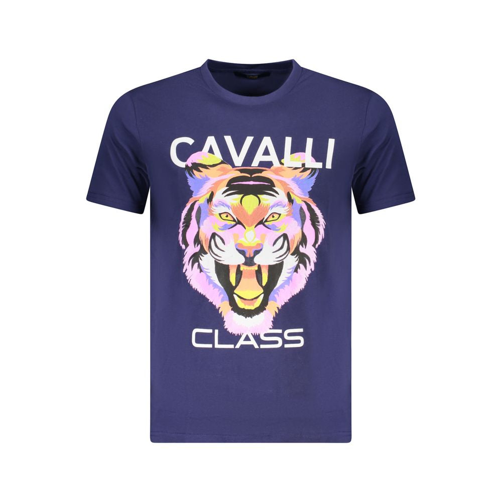 Cavalli Class Blu Cotton Men T-Shirt - ClickThatClicks 
