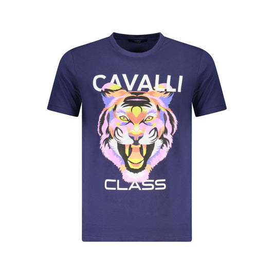 Cavalli Class Blu Cotton Men T-Shirt - ClickThatClicks 