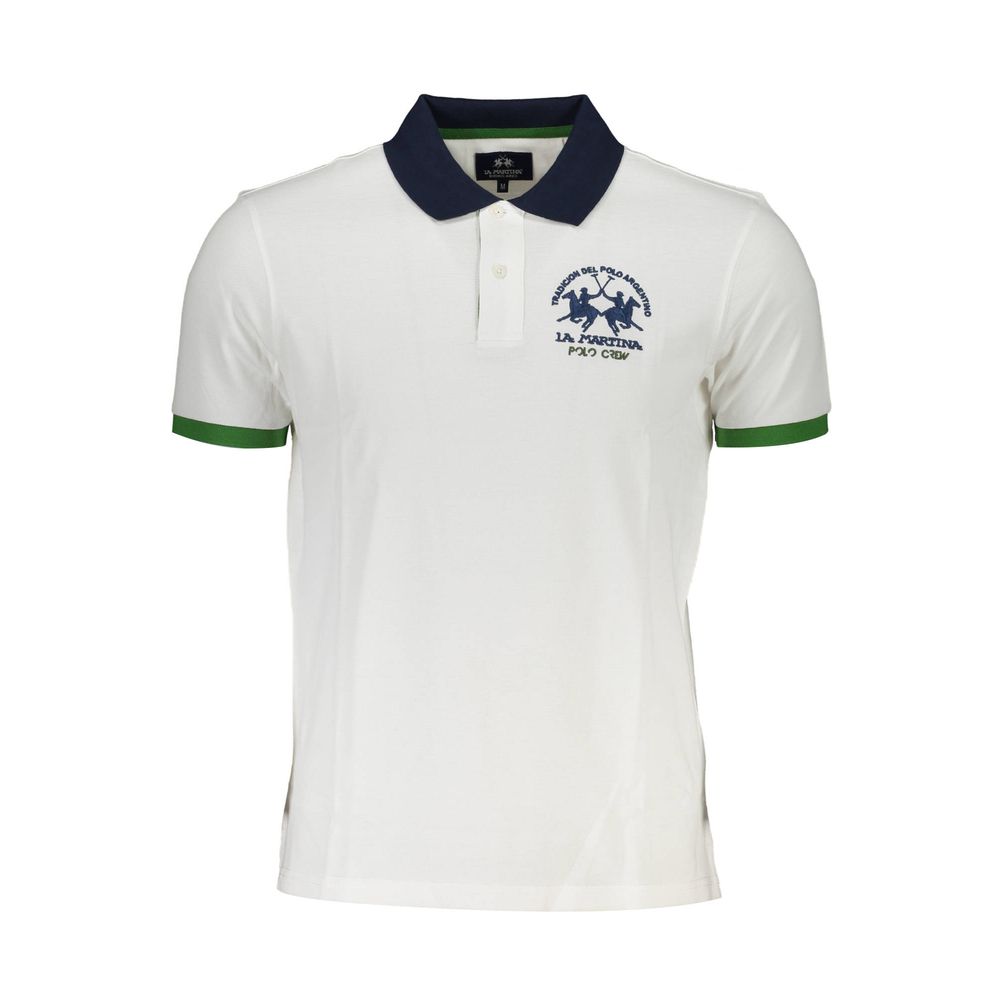 La Martina Bianco Cotton Men Polo - ClickThatClicks 
