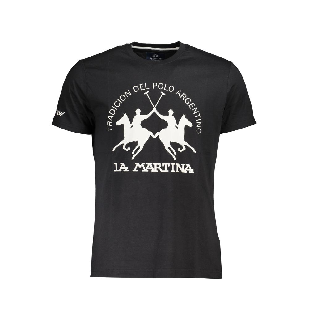 La Martina Black Cotton Men's T-Shirt - ClickThatClicks 