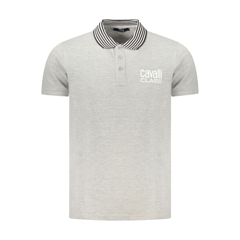 Cavalli Class Grigio Cotton Men Polo - ClickThatClicks 