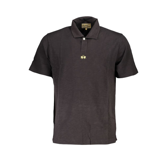 La Martina Black Cotton Men's Polo Shirt - ClickThatClicks 