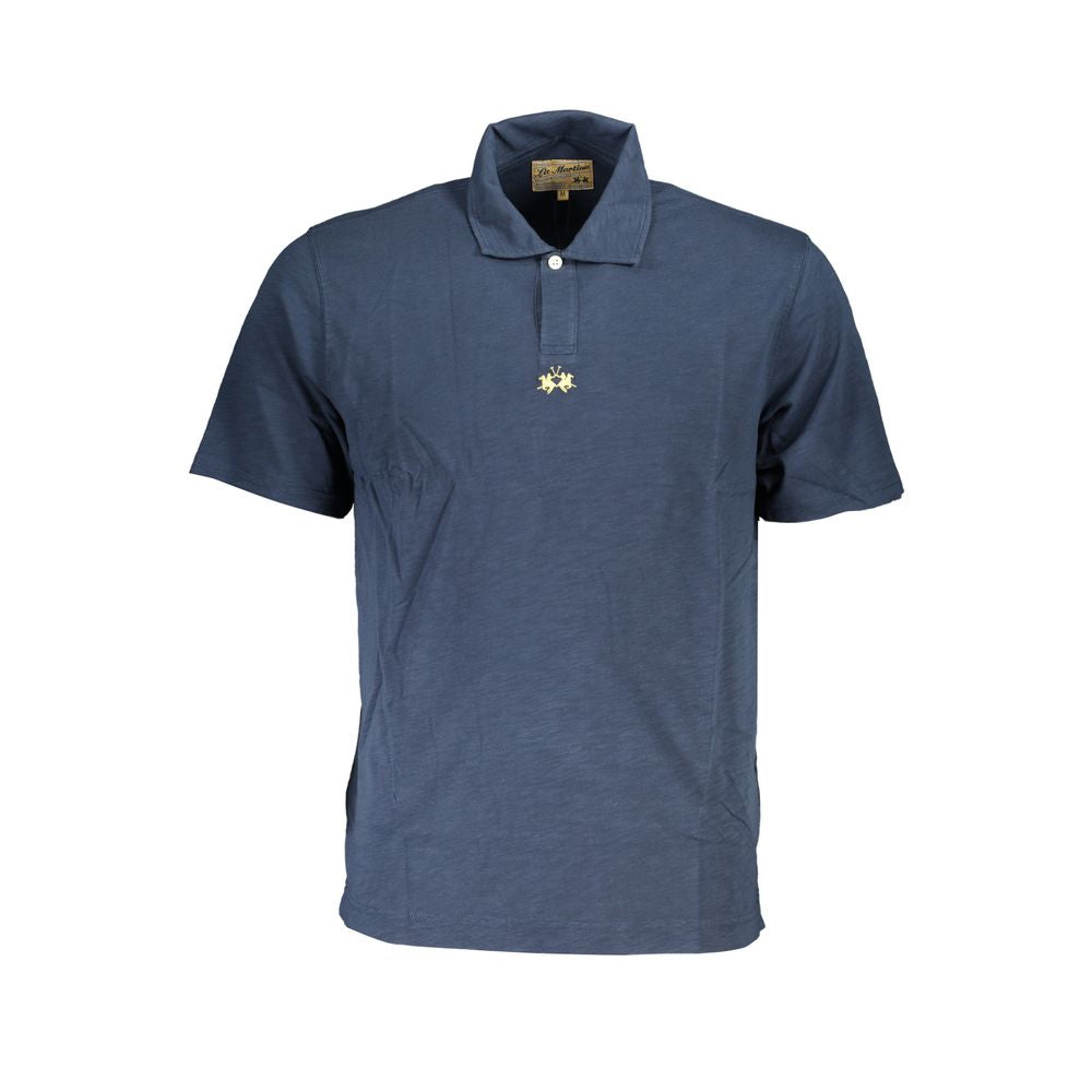 La Martina Blue Cotton Men Polo Shirt - ClickThatClicks 