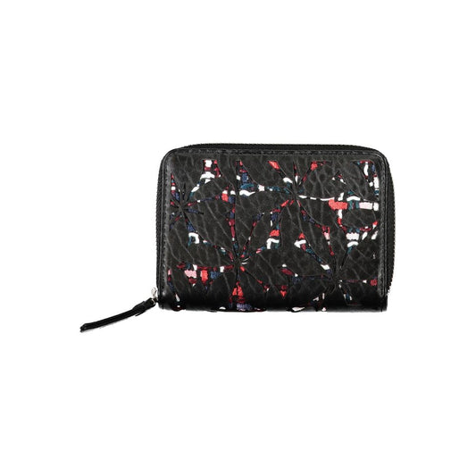 Desigual Elegant Black Zip Wallet with Contrasting Accents - ClickThatClicks 