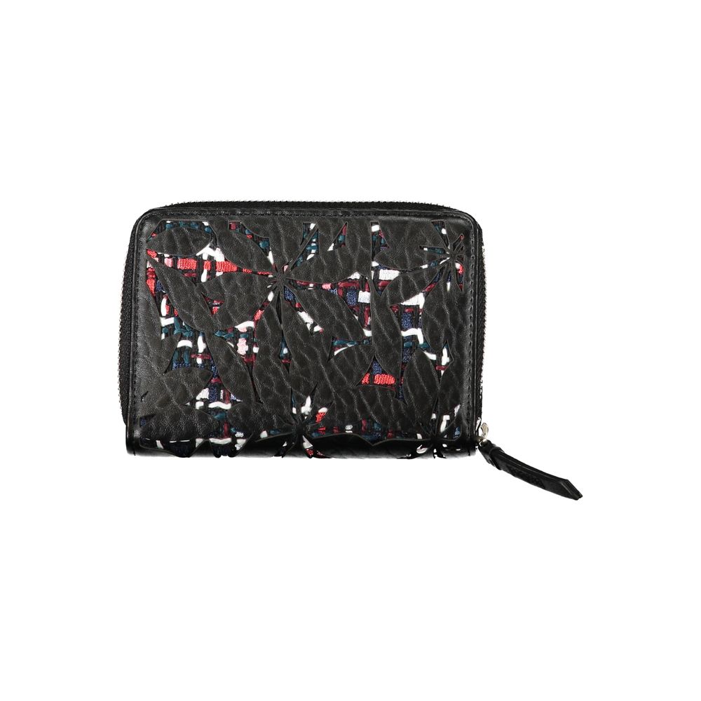 Desigual Elegant Black Zip Wallet with Contrasting Accents - ClickThatClicks 
