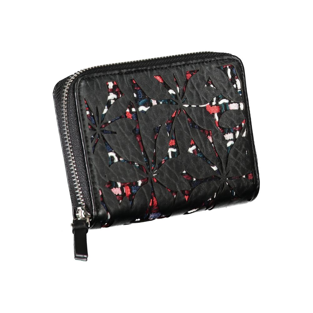 Desigual Elegant Black Zip Wallet with Contrasting Accents - ClickThatClicks 