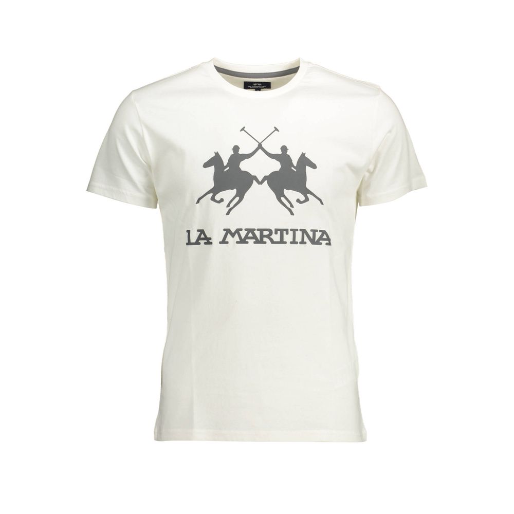 La Martina Bianco Cotton Men T-Shirt - ClickThatClicks 