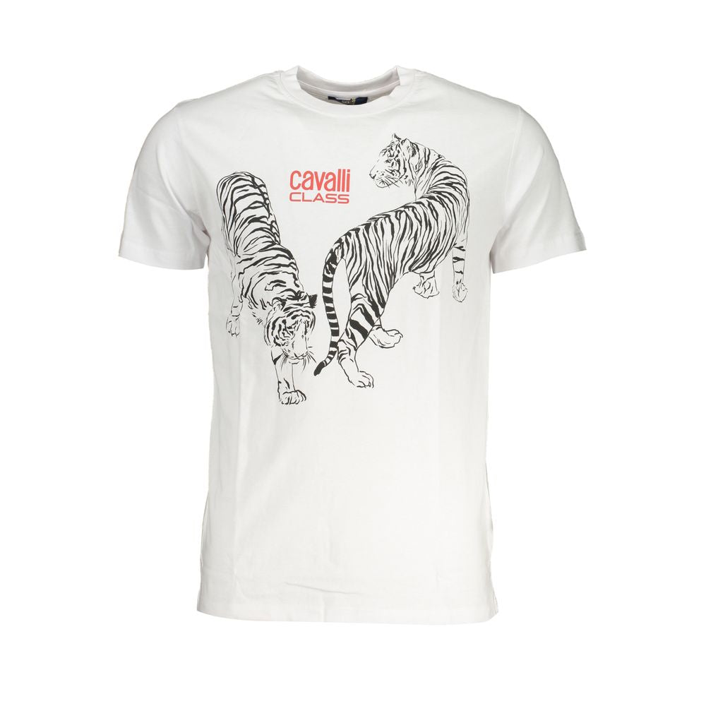 Cavalli Class Bianco Cotton Men T-Shirt - ClickThatClicks 