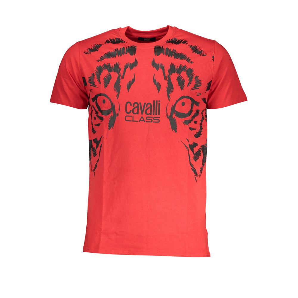 Cavalli Class Rosso Cotton Men T-Shirt - ClickThatClicks 