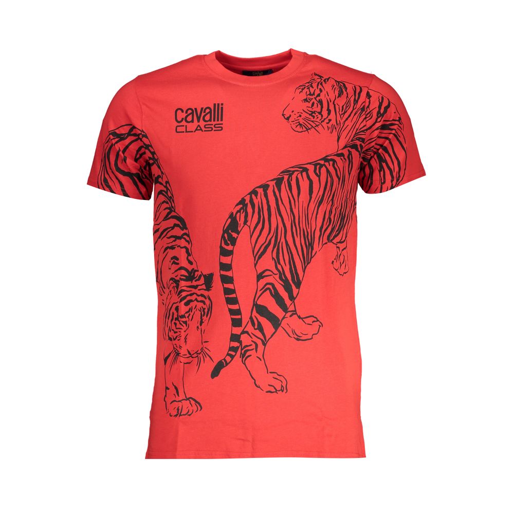 Cavalli Class Red Cotton Men T-Shirt - ClickThatClicks 
