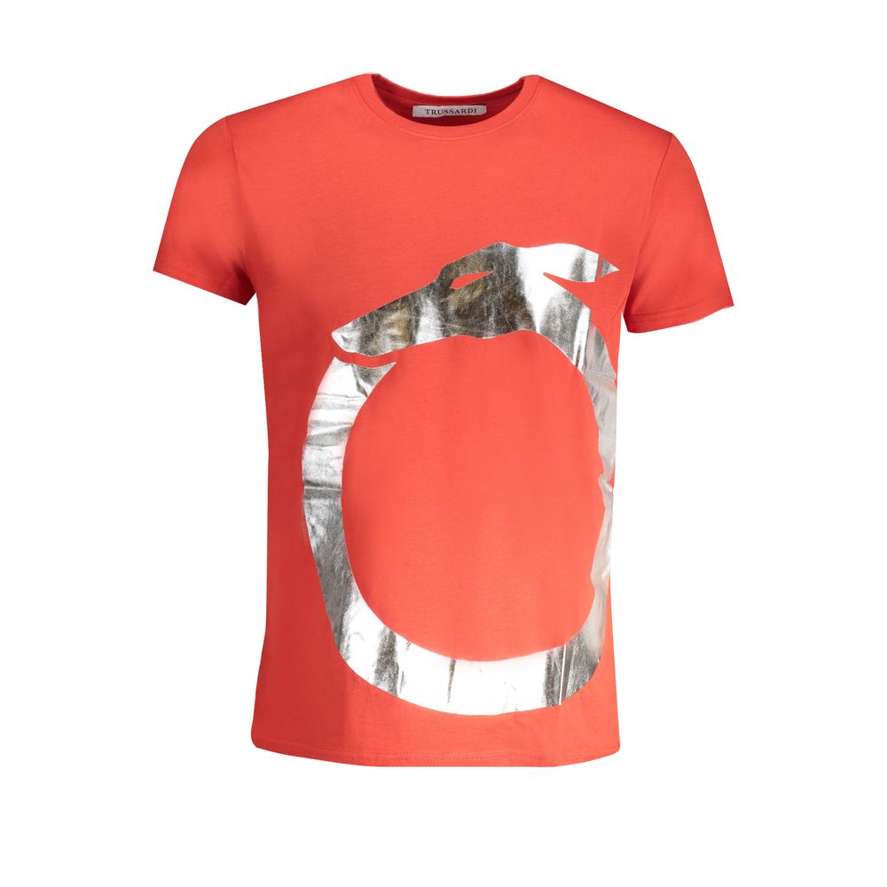 Trussardi Rosso Cotton Men T-Shirt - ClickThatClicks 