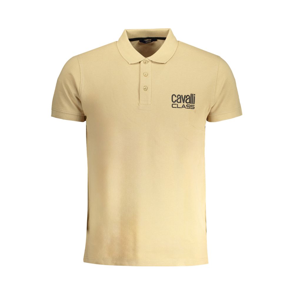 Cavalli Class Beige Cotton Men Polo-Shirt - ClickThatClicks 