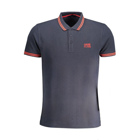 Cavalli Class Blue Cotton Men Polo Shirt - ClickThatClicks 