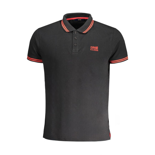 Cavalli Class Black Cotton Men Polo Shirt - ClickThatClicks 