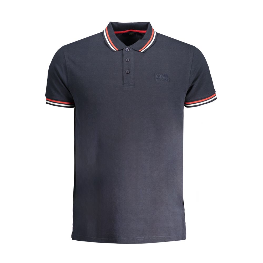 Cavalli Class Navy Cotton Men Polo Shirt - ClickThatClicks 