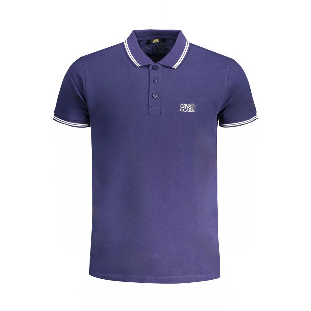 Cavalli Class Blue Cotton Men Polo Shirt - ClickThatClicks 