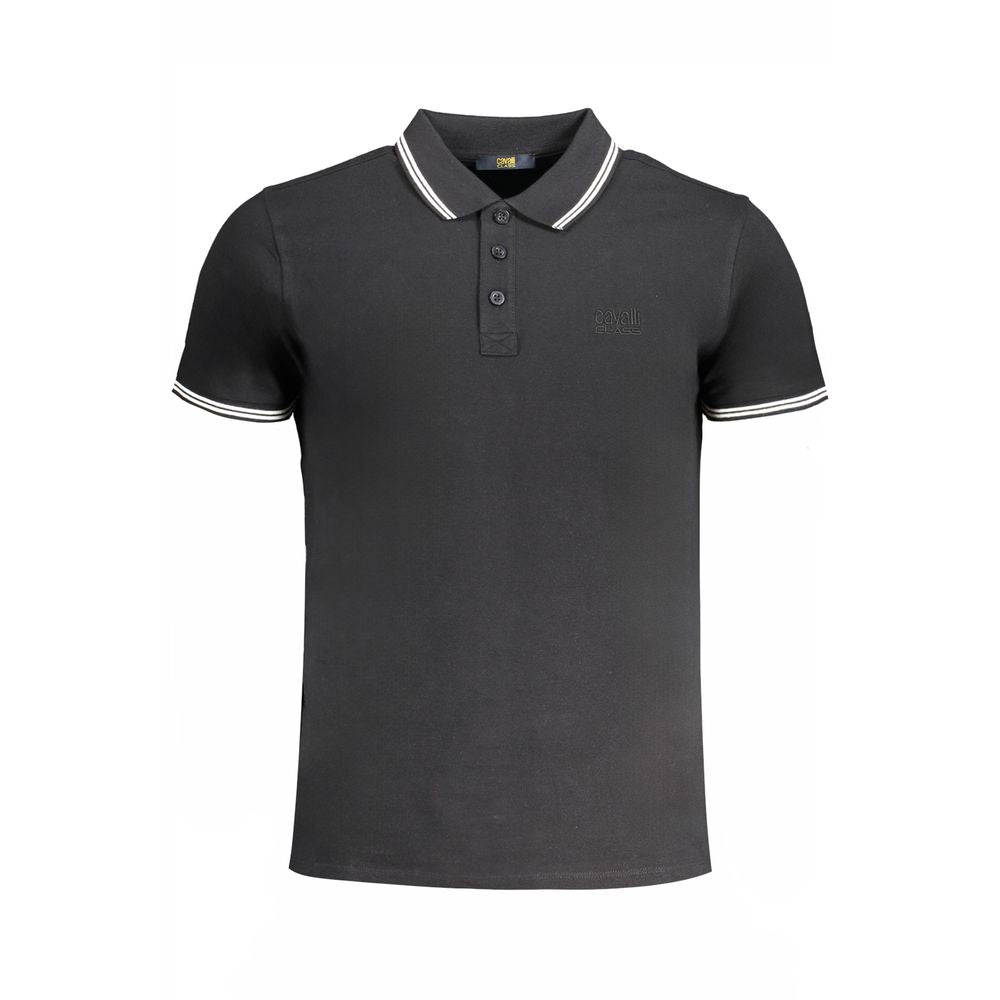 Cavalli Class Nero Cotton Men Polo - ClickThatClicks 
