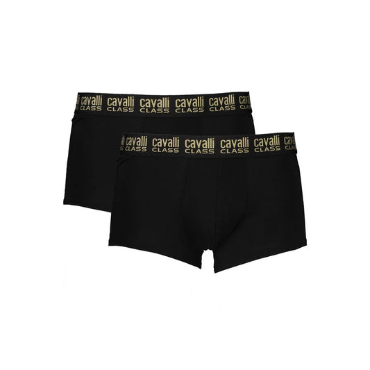 Cavalli Class Black Cotton Men's Boxer Underwear Pair - ClickThatClicks 