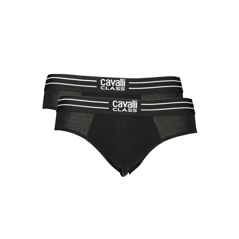 Cavalli Class Nero Cotton Men's Underwear Slip - ClickThatClicks 