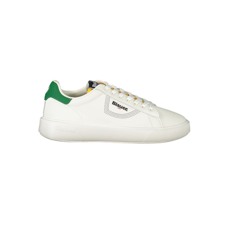 Blauer White Leather Men Sneaker