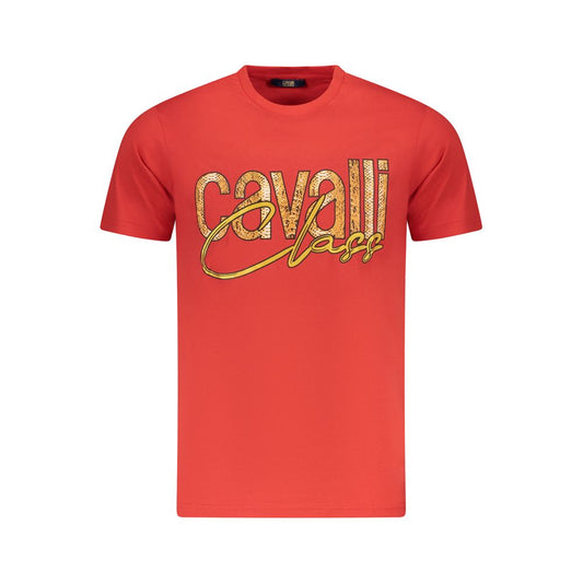 Cavalli Class Rosso Cotton Men T-Shirt - ClickThatClicks 