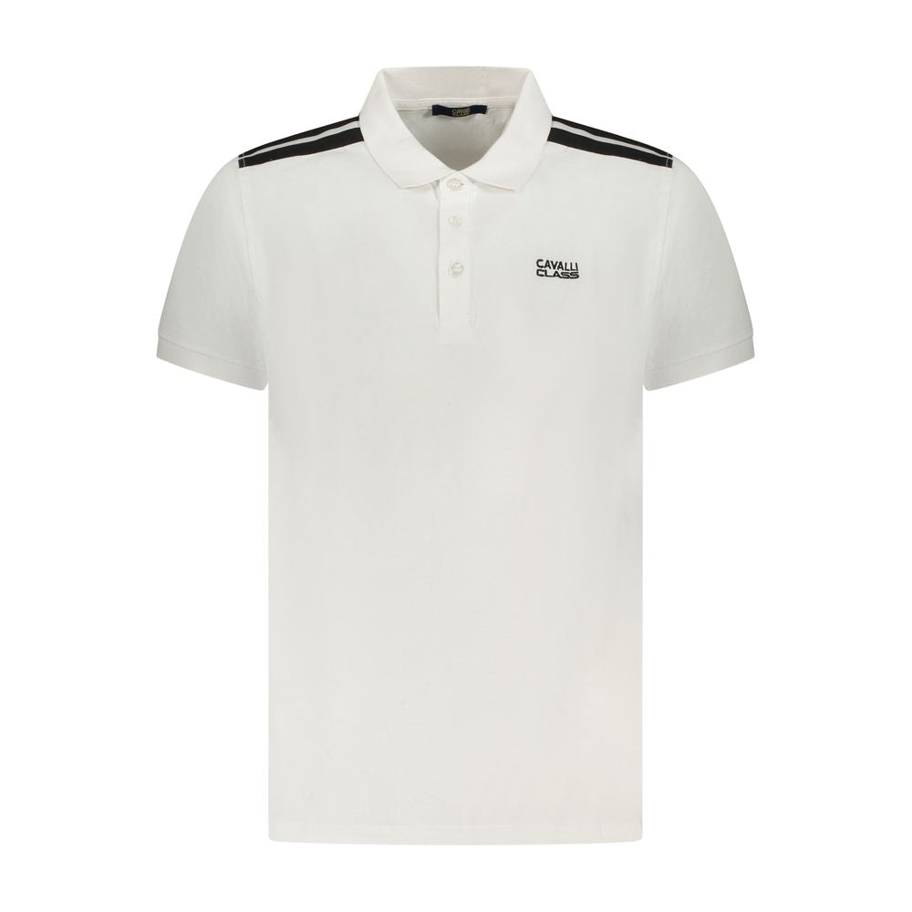 Cavalli Class White Cotton Mens Polo Shirt - ClickThatClicks 