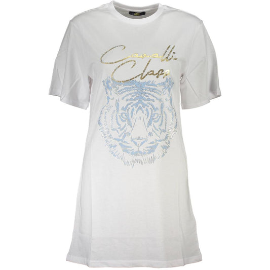 Cavalli Class Bianco Cotton Women T-Shirt - ClickThatClicks 