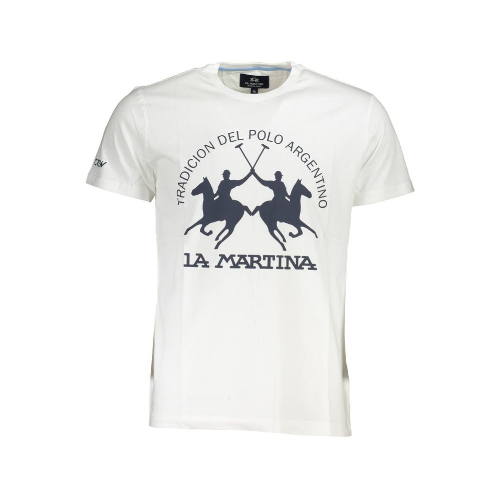 La Martina White Cotton Men T-Shirt - ClickThatClicks 