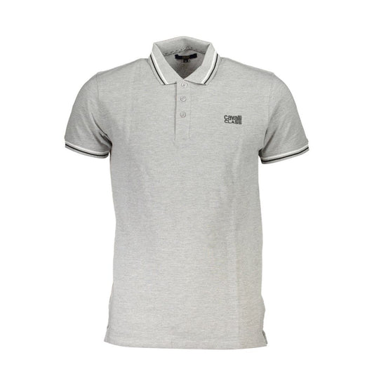 Cavalli Class Grigio Cotton Men Polo - ClickThatClicks 