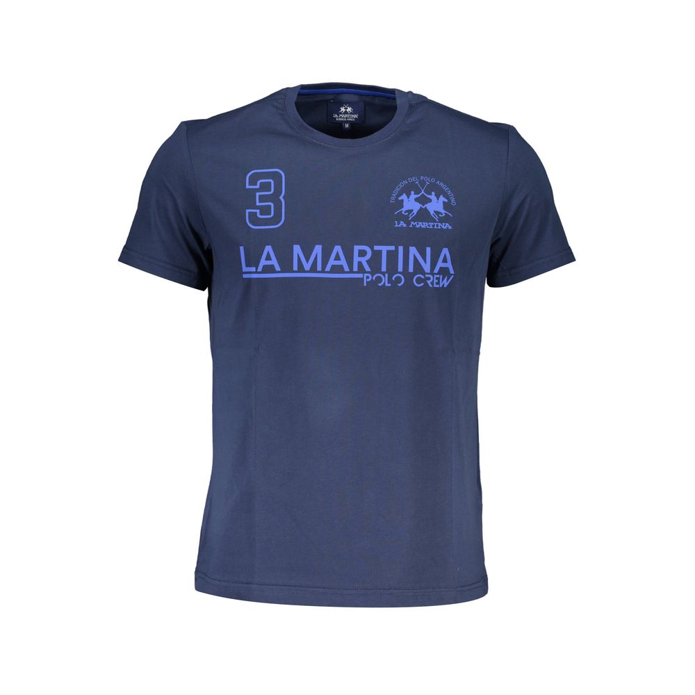 La Martina Blue Cotton Men T-Shirt - ClickThatClicks 