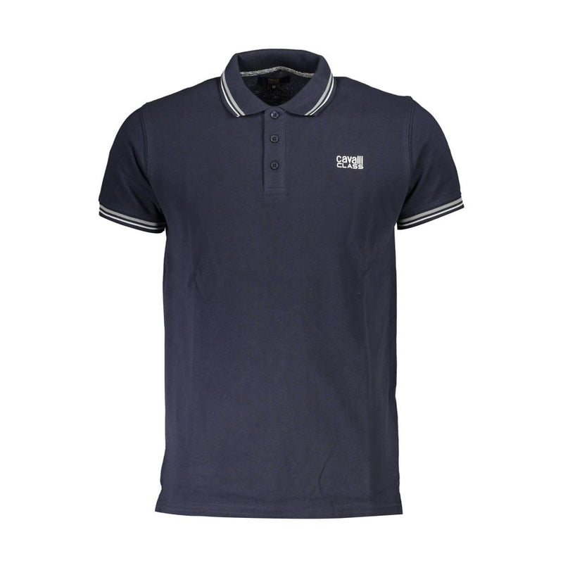 Cavalli Class Blue Cotton Men Polo Shirt