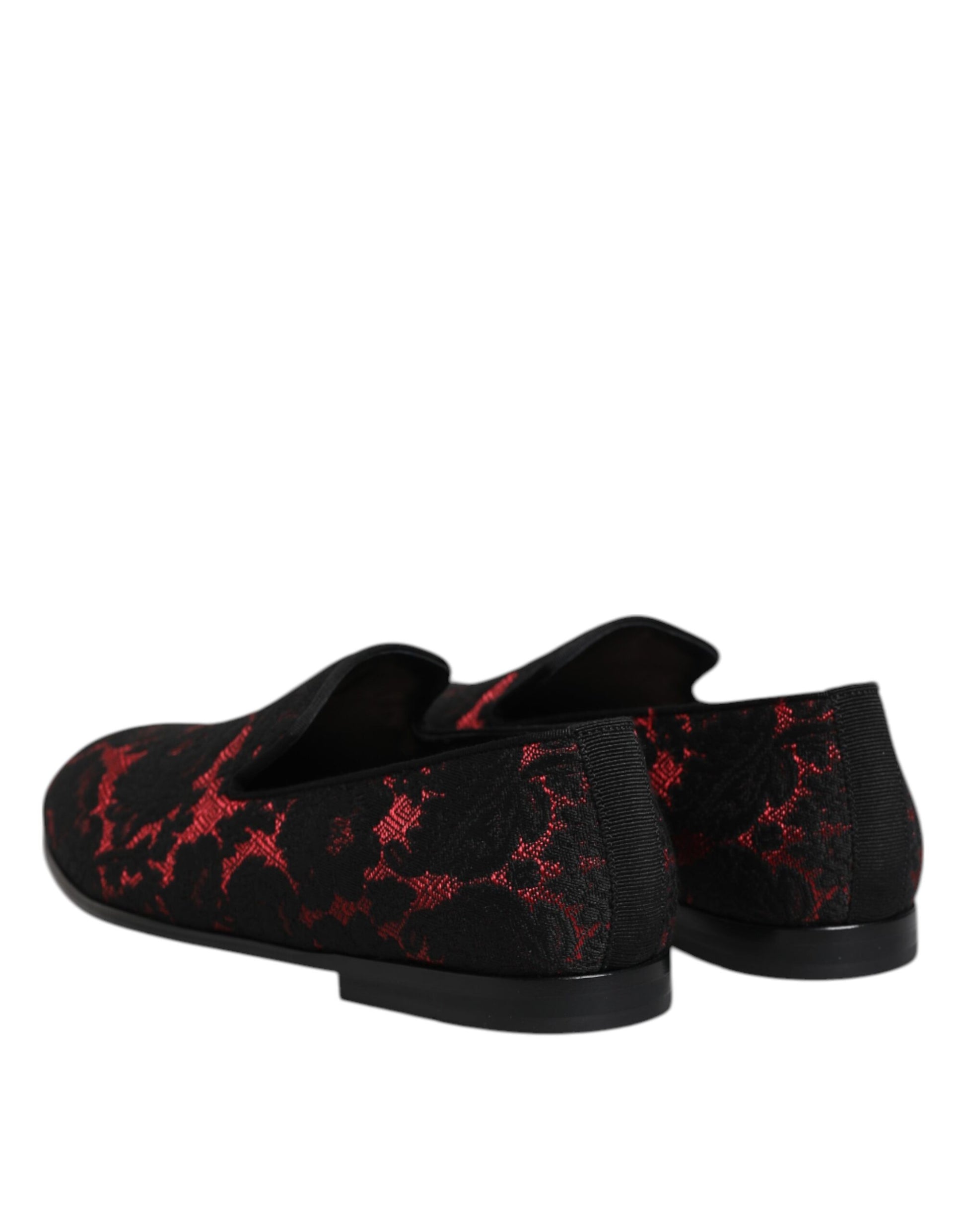 Dolce & Gabbana Red Black Jacquard Slip On Loafers Shoes - ClickThatClicks 