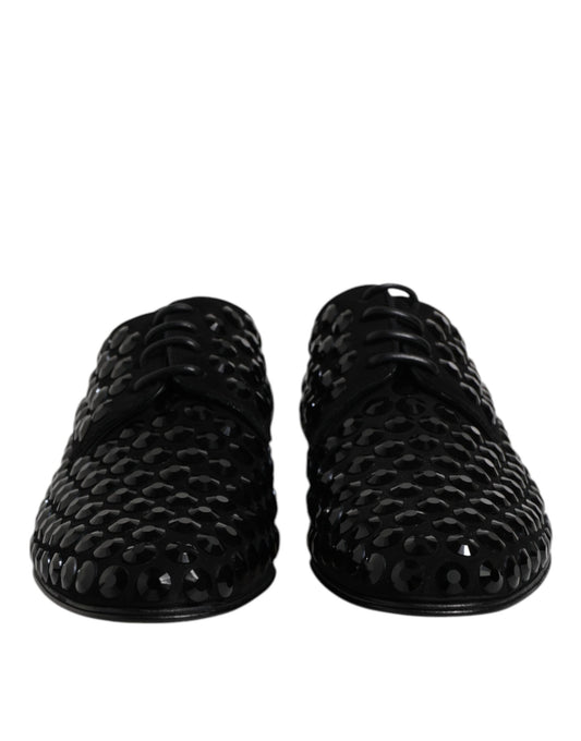 Dolce & Gabbana Black Suede Strass Derby Formal Shoes - ClickThatClicks 