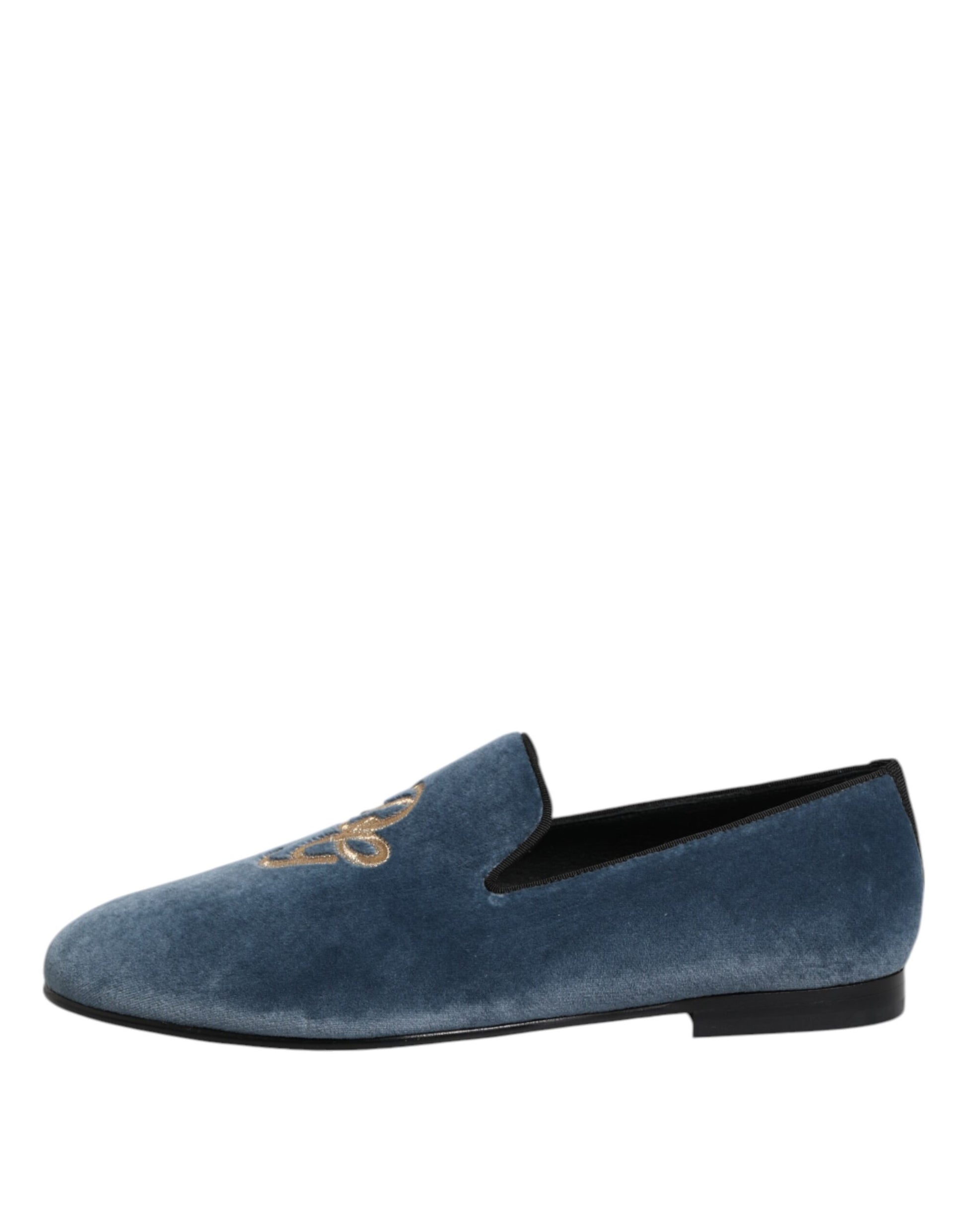 Dolce & Gabbana Blue Velvet DG Logo Loafers Formal Shoes - ClickThatClicks 