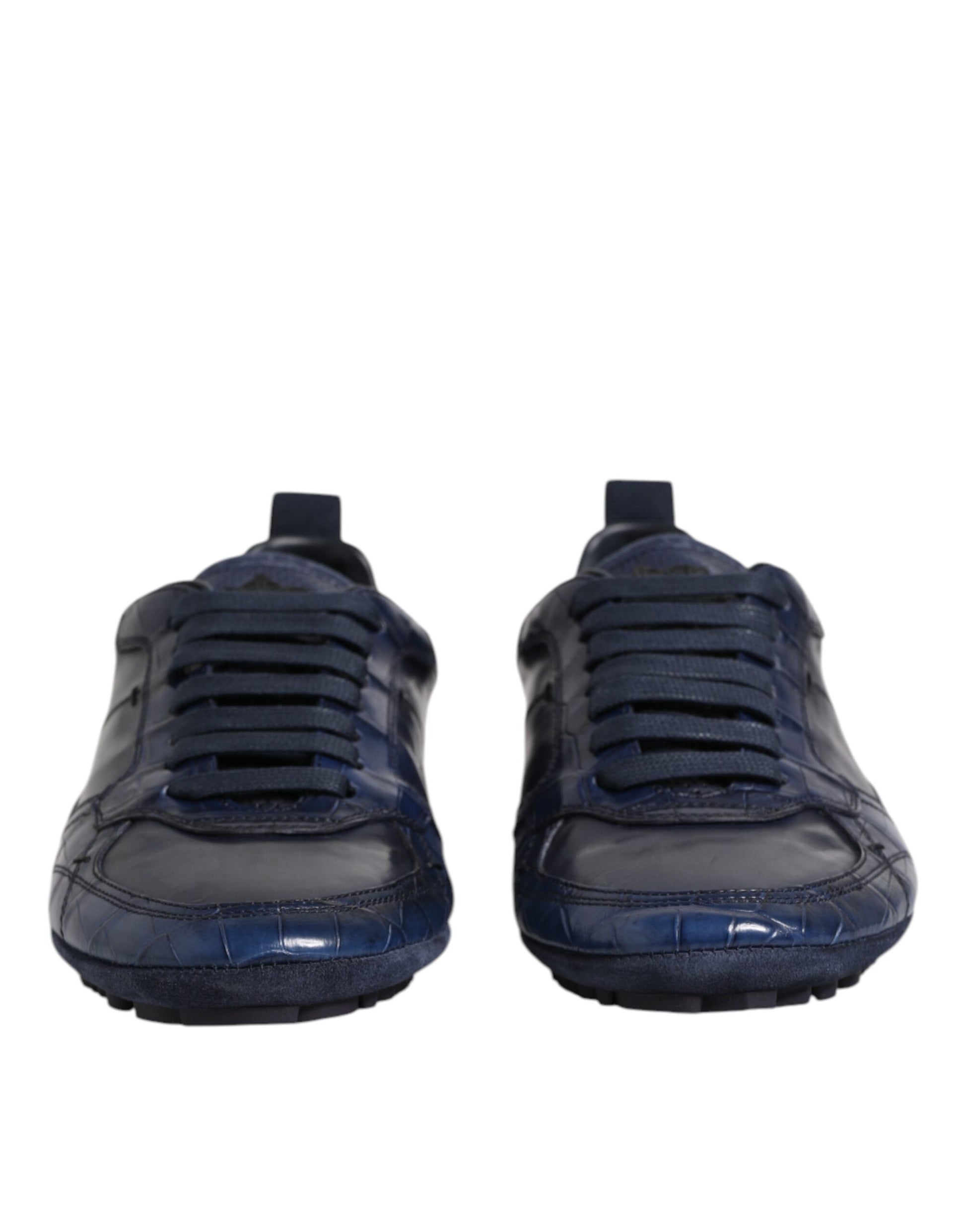 Dolce & Gabbana Dark Blue Leather Low Top Men Sneakers Shoes - ClickThatClicks 