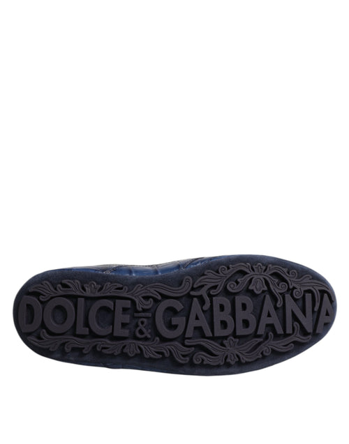 Dolce & Gabbana Dark Blue Leather Low Top Men Sneakers Shoes - ClickThatClicks 