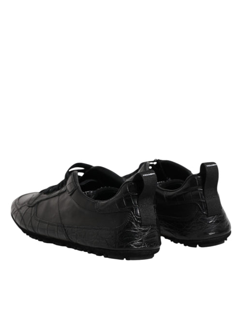 Dolce & Gabbana Black Exotic Leather Low Top Sneakers Shoes - ClickThatClicks 