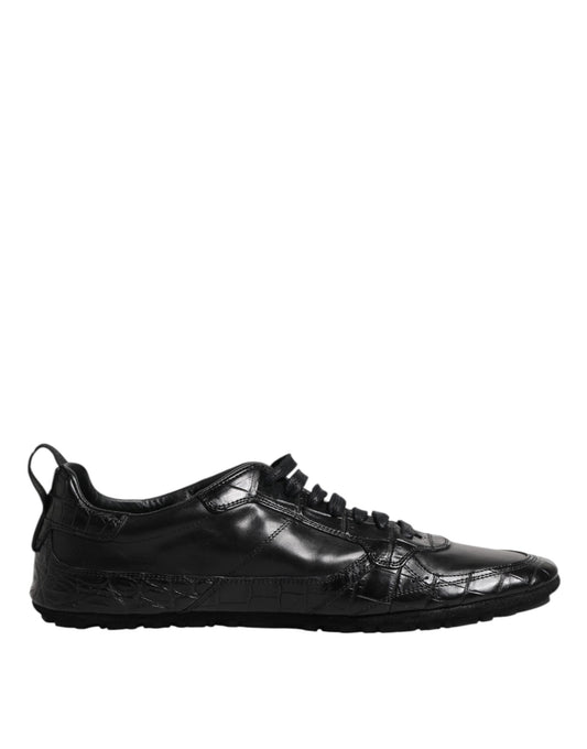 Dolce & Gabbana Black Exotic Leather Low Top Sneakers Shoes - ClickThatClicks 